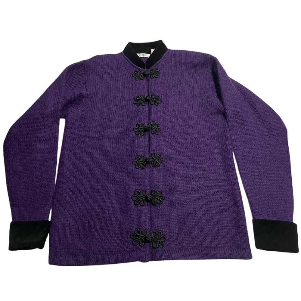 VTG C. Webb & Co. Button Cardigan Sweater Knit Mohair Wool Womens Medium Purple